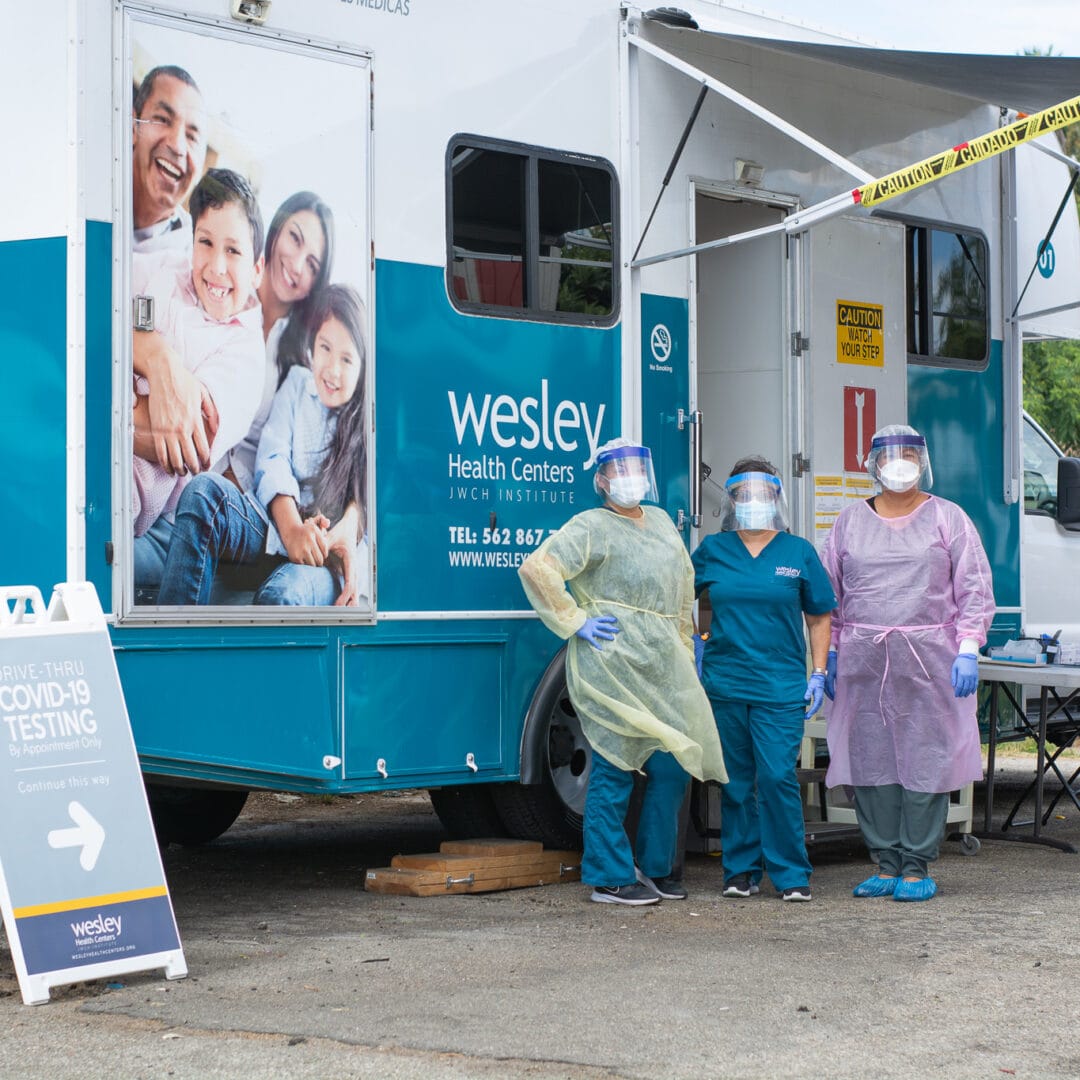 Staff at COVID Testing Mobile Clinic in Lynwood.